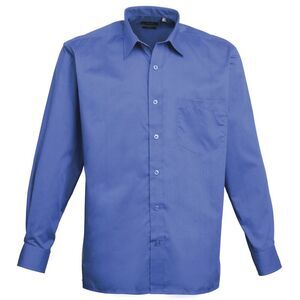 Premier Mens Long Sleeve Formal Plain Work Poplin Shirt / Royal